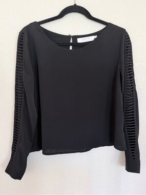ASTR the Label Black Ladder Cutout Sleeve Blouse Size M